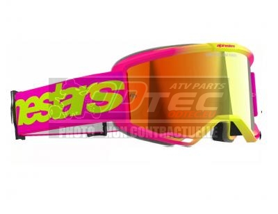 MASQUE ALPINESTAR VISION 5 WORDMARK PNK/YLW MIRROR-RED