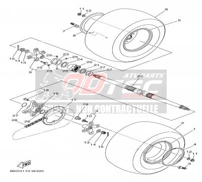 ROUE ARRIERE YAMAHA YFZ450R 14+