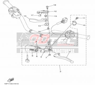 COMMUTATEUR ET LEVIER YAMAHA YFZ450R 14+