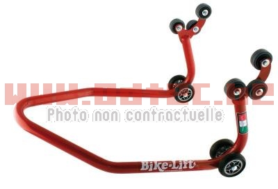 BEQUILLE ARRIERE ROUGE POUR QUAD, AVEC ROULETTES CAOUTCHOUC