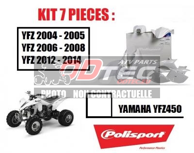 Kit plastique Polysport Yamaha YFZ-450 BLANC