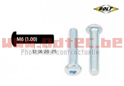 Kit vis M6X1X12/16/20/25 mm tête bombée Bolt par 10