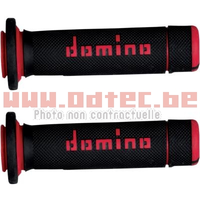 Revêtements de poignée Bicolor Domino ATV noir/rouge